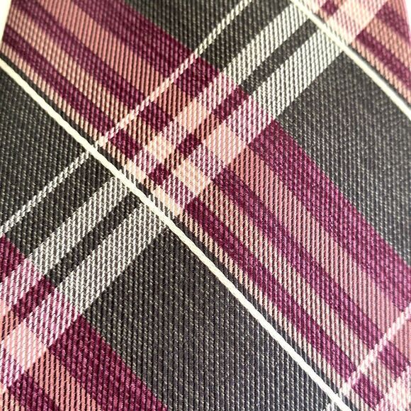 ProntoUomo platinum Mens wearhouse mauve pink white gray plaid Xlong - Picture 3 of 7